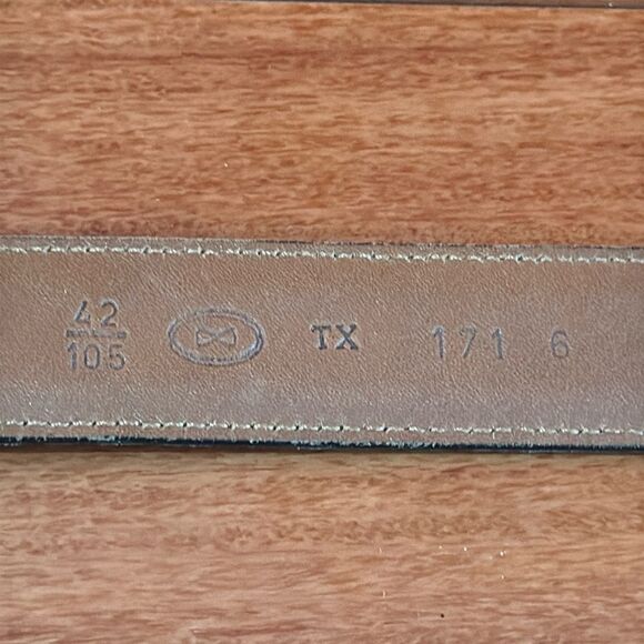 TRAFALGAR Hand Polished Cortina Leather Dress Belt Men's 42 104 Black - Picture 4 of 9